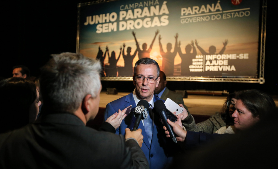 O governador Carlos Massa Ratinho Junior lança nesta terça-feira (04) no auditório Poty Lazzarotto do Museu Oscar Niemeyer, a campanha Junho Paraná Sem Drogas. O mês inteiro será dedicado à conscientização e prevenção quanto ao uso de entorpecentes. Curitiba, 04/06/2019 -Foto: Geraldo Bubniak/ANPr