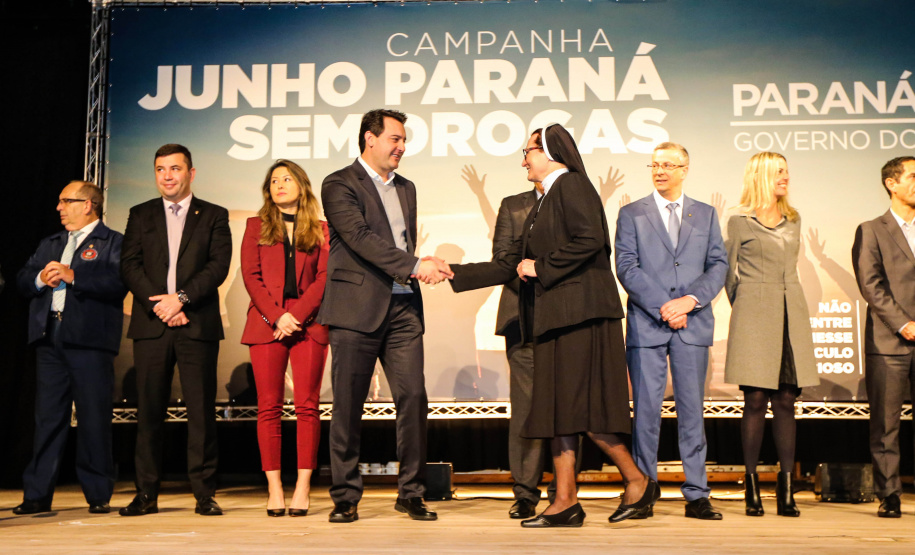 O governador Carlos Massa Ratinho Junior lança nesta terça-feira (04) no auditório Poty Lazzarotto do Museu Oscar Niemeyer, a campanha Junho Paraná Sem Drogas. O mês inteiro será dedicado à conscientização e prevenção quanto ao uso de entorpecentes. Curitiba, 04/06/2019 -Foto: Geraldo Bubniak/ANPr