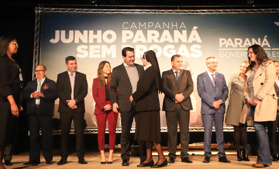 O governador Carlos Massa Ratinho Junior lançou nesta terça-feira (4) a campanha Junho - Paraná sem Drogas, que dedica o mês à ações de conscientização e prevenção ao uso de entorpecentes. - Curitiba, 04/06/2019 - Foto: Rodrigo Felix Leal/ANPr
