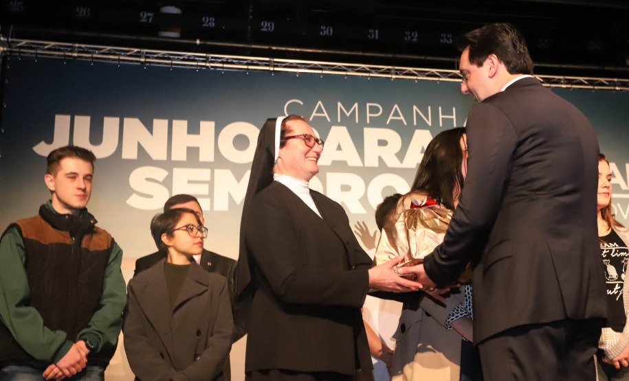 O governador Carlos Massa Ratinho Junior lançou nesta terça-feira (4) a campanha Junho - Paraná sem Drogas, que dedica o mês à ações de conscientização e prevenção ao uso de entorpecentes. - Curitiba, 04/06/2019 - Foto: Rodrigo Felix Leal/ANPr