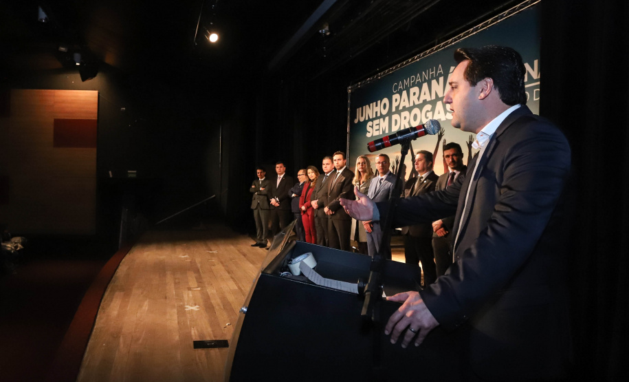 O governador Carlos Massa Ratinho Junior lançou nesta terça-feira (4) a campanha Junho - Paraná sem Drogas, que dedica o mês à ações de conscientização e prevenção ao uso de entorpecentes. - Curitiba, 04/06/2019 - Foto: Rodrigo Felix Leal/ANPr