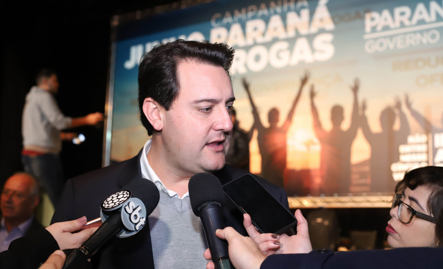 O governador Carlos Massa Ratinho Junior lançou nesta terça-feira (4) a campanha Junho - Paraná sem Drogas, que dedica o mês à ações de conscientização e prevenção ao uso de entorpecentes. - Curitiba, 04/06/2019 - Foto: Rodrigo Felix Leal/ANPr