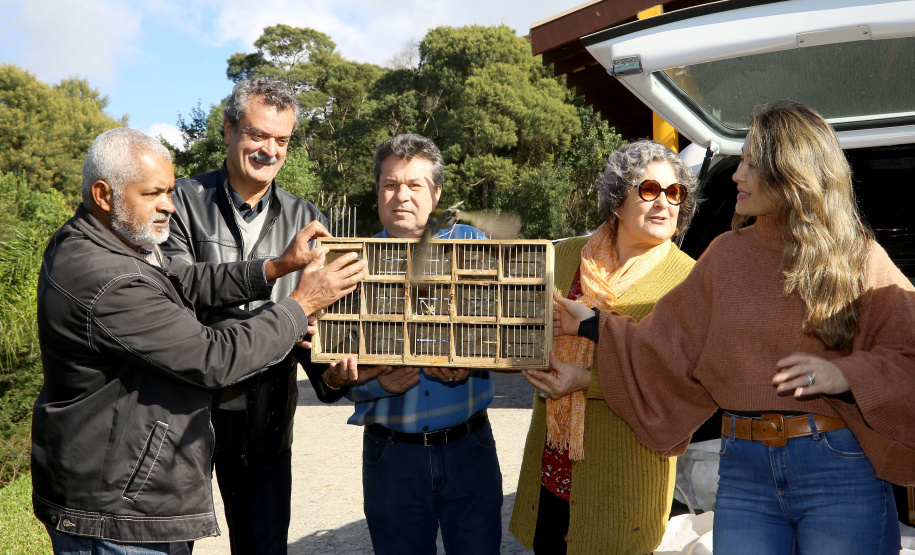 A Secretaria de Estado do Desenvolvimento Sustentável e do Turismo e o Instituto Ambiental do Paraná (IAP) realizaram nesta segunda-feira (10) a soltura de 30 aves apreendidas em operações de fiscalização. A soltura aconteceu no Criadouro Conservacionista Onça-Pintada, em Campina Grande do Sul, na Grande Curitiba. Ação integra as comemorações do Dia Internacional do Meio Ambiente. Foto: Jaelson Lucas/ANPr