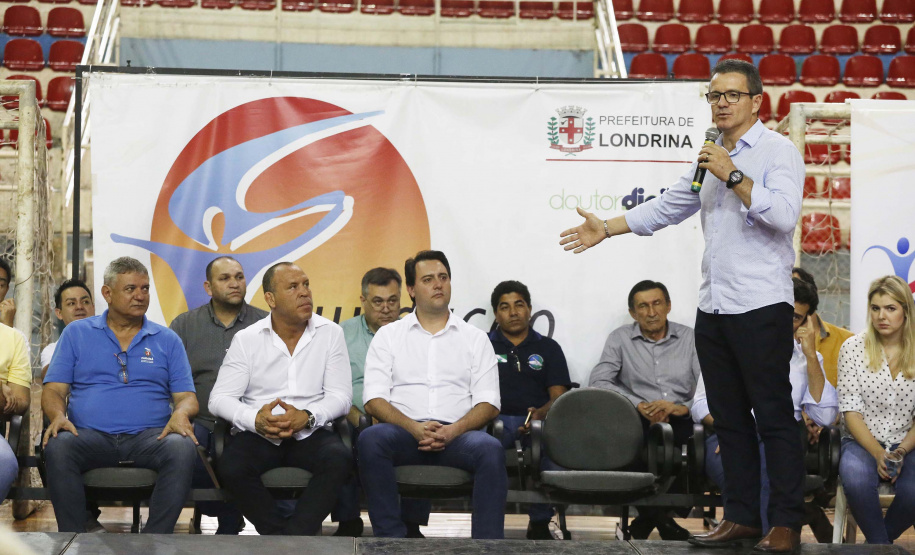 O governador Carlos Massa Ratinho Junior lançou nesta quinta-feira (20), no Ginásio Moringão, em Londrina, o Japs Combate, espécie de Jogos Abertos do Paraná voltado apenas para as lutas.  -  Londrina, 20/06/2019  -  Foto: Arnaldo Alves/ANPr