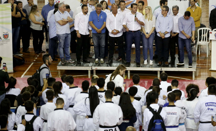 O governador Carlos Massa Ratinho Junior lançou nesta quinta-feira (20), no Ginásio Moringão, em Londrina, o Japs Combate, espécie de Jogos Abertos do Paraná voltado apenas para as lutas.  -  Londrina, 20/06/2019  -  Foto: Arnaldo Alves/ANPr