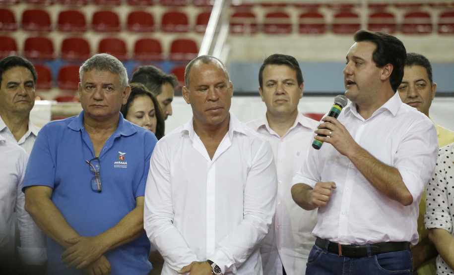 O governador Carlos Massa Ratinho Junior lançou nesta quinta-feira (20), no Ginásio Moringão, em Londrina, o Japs Combate, espécie de Jogos Abertos do Paraná voltado apenas para as lutas.  -  Londrina, 20/06/2019  -  Foto: Arnaldo Alves/ANPr