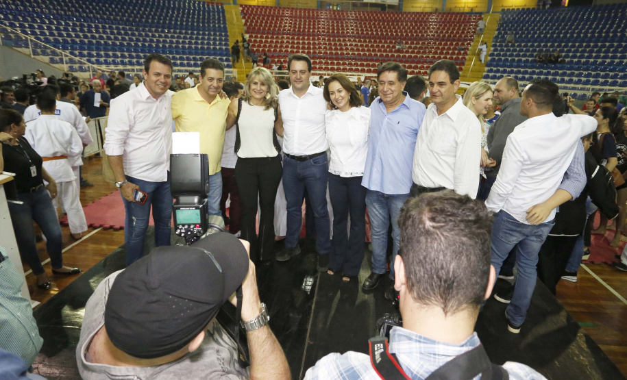 O governador Carlos Massa Ratinho Junior lançou nesta quinta-feira (20), no Ginásio Moringão, em Londrina, o Japs Combate, espécie de Jogos Abertos do Paraná voltado apenas para as lutas.  -  Londrina, 20/06/2019  -  Foto: Arnaldo Alves/ANPr