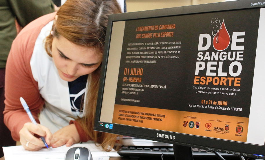 Lançamento da 14ª edição da Campanha "Doe sangue pelo esporte", que incentiva a doação de sangue e de medula óssea.
Foto:Clevis Massolla/SESA