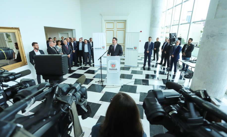 Governador Carlos Massa Ratinho Junior durante coletiva de imprensa  -  Curitiba, 03/07/2019  -  Foto: Rodrigo Félix Leal/ANPr