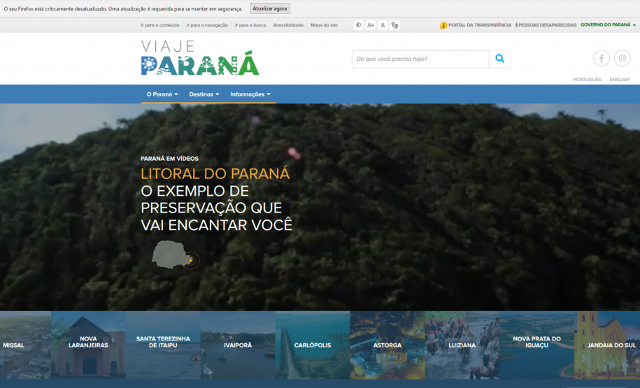 TURISMO ? O portal Viaje Paraná, lançado neste ano, apresenta inúmeros destinos turísticos em todas as regiões do Estado e para todos os bolsos. É a primeira vez que o Estado investe com planejamento e publicidade nessa área. O site que foi ao ar no início do ano traz dicas e roteiros de viagem para 111 municípios.   -  Curitiba, 05/07/2019  -  Foto: ANPr