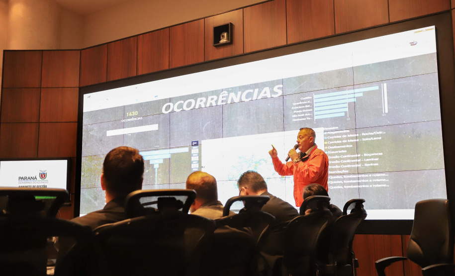 O governador em exercício Darci Piana reunido com o secretariado de Governo. Na foto, o coordenador da Defesa Civil do Paraná, Cel. QOBM Ricardo Silva.Curitiba, 16-07-19.Foto: Arnaldo Alves / ANPr.