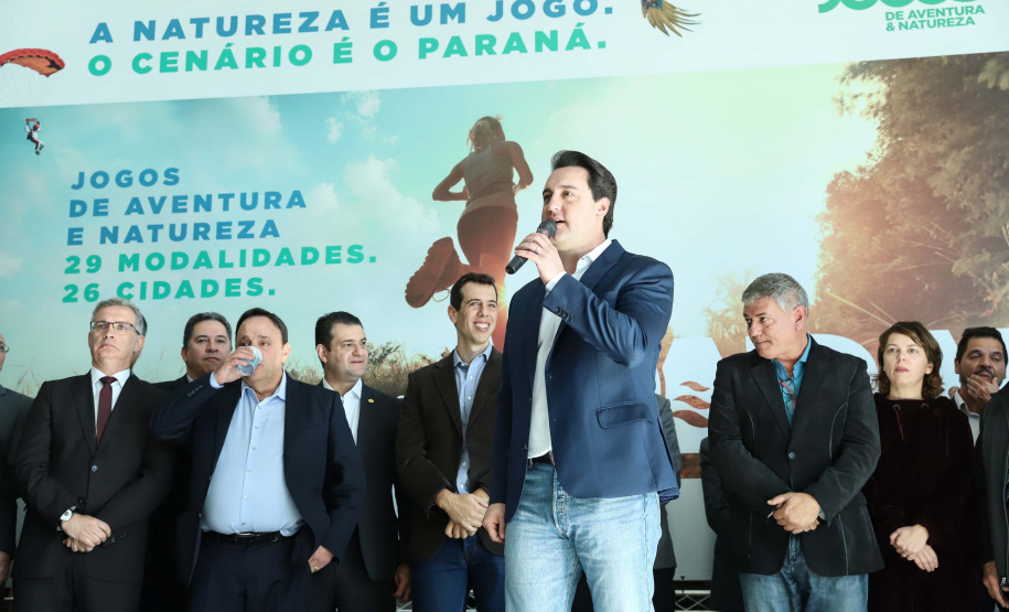 O Paraná terá neste ano uma série de competições que ajudarão a estimular práticas esportivas, além de evidenciar as belezas do Estado, atrair turistas e movimentar a economia de diversas regiões. São os Jogos de Aventura e Natureza, uma iniciativa pioneira no Brasil em formato e abrangência que foi lançada nesta terça-feira (23) pelo governador Carlos Massa Ratinho Junior. Foto: Rodrigo Felix Leal/ANPr