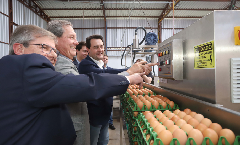 O governador Carlos Massa Ratinho Junior participou nesta terça-feira (23), em Cascavel, do evento de certificação SISBI (Sistema Brasileiro de Inspeção de Produtos de Origem Animal) para a Granja Refem, que desenvolve um projeto pioneiro no Estado de produção de ovos a partir da criação de galinhas sem gaiola. Foto: Arnaldo Alves / ANPr.