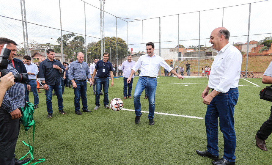 O governador Carlos Massa Ratinho Junior inaugurou nesta sexta-feira (26) em  Ivaiporã, no Vale do Ivaí, a unidade do projeto Meu Campinho implantada no município.   Ivaiporã, 26/07/2019 -Foto: Geraldo Bubniak/ANPr