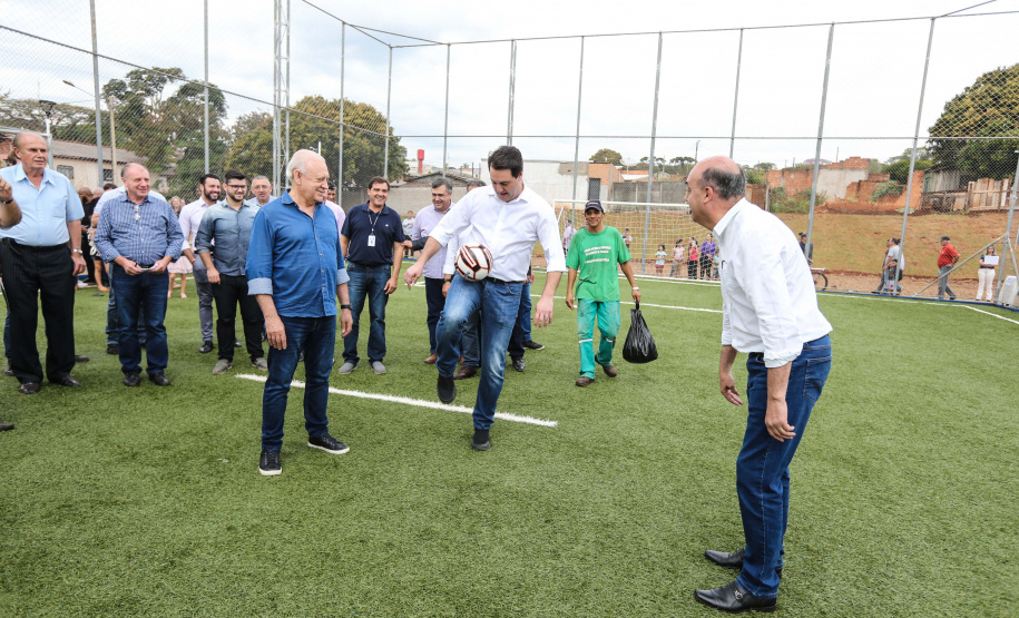 O governador Carlos Massa Ratinho Junior inaugurou nesta sexta-feira (26) em  Ivaiporã, no Vale do Ivaí, a unidade do projeto Meu Campinho implantada no município.   Ivaiporã, 26/07/2019 -Foto: Geraldo Bubniak/ANPr