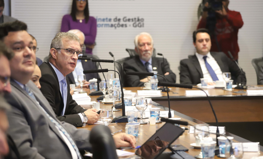 Governador Carlos Massa Ratinho Junior, participa da reunião com seu secretários. N/F: secretário de Comunicação e Cultura, Hudson José.Curitiba, 30-07-19.Foto: Arnaldo Alves / ANPr.