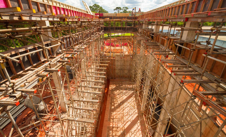 Estação elevatória em construção no Sistema Passaúna. fOTO:sANEPAR