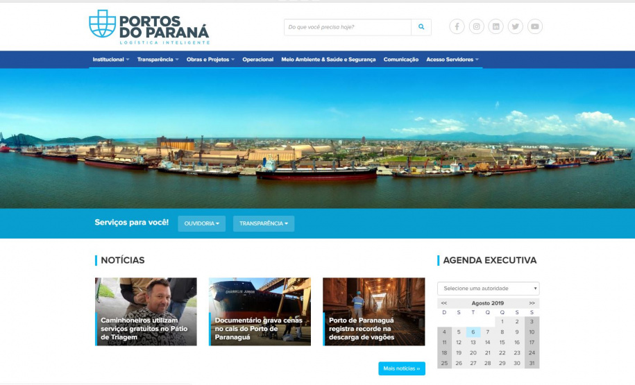 A página portosdoparana.pr.gov.br ficou mais moderna, com melhorias que facilitam a navegação, interatividade e o acesso à informação. Mudanças focam nos diferentes públicos envolvidos na atividade portuária.
Curitiba: 06/08/2019   Foto: Divulgação/Portos do Paraná