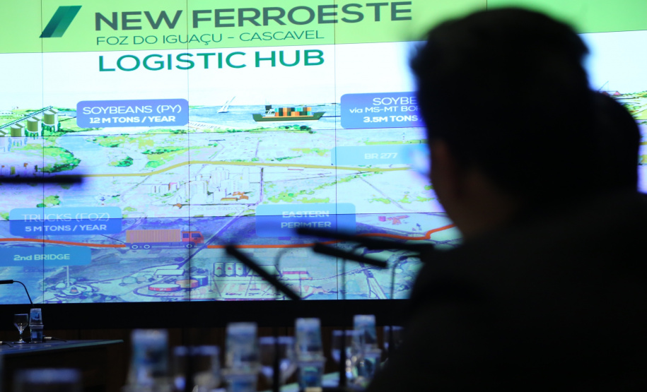 O governador Carlos Massa Ratinho Junior e técnicos da Secretaria de Infraestrutura e Logística apresentaram nesta quarta-feira (7) ao grupo China Merchants projetos ferroviários de curto, médio e longo prazos no Paraná