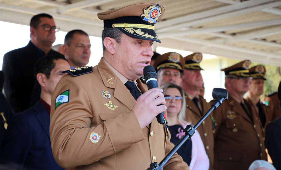 São José dos Pinhais, 09 de agosto de 2019. Solenidade alusiva ao Aniversário da PMPR. Foto: Cel. Ronaldo de Abreu, Comandante da APMG.