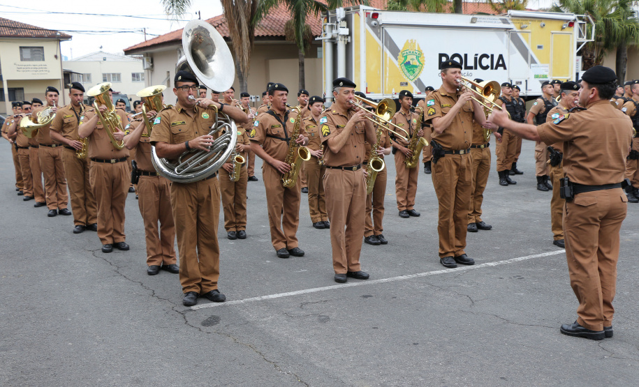 Curitiba, 28 de agosto de 2019.  Policiais Militares promovidos em 10 de agosto são homenageados. Foto: Banda da Policia Militar.