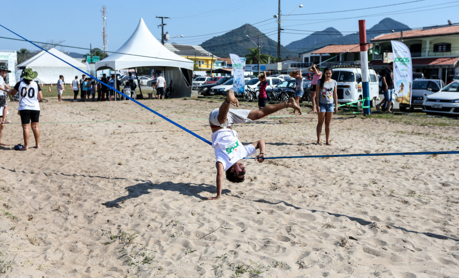 Jogos Aventura e Natureza. Slackline 10/08/2019 -  Foto: Geraldo Bubniak/ANPr