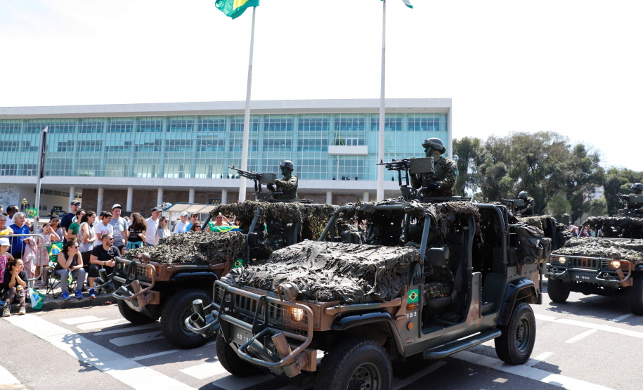 Aproximadamente 20 mil pessoas acompanharam neste sábado (7), em Curitiba, o desfile cívico-militar que comemora os 197 anos da Proclamação da Independência, segundo estimativas da Polícia Militar do Paraná. O governador Carlos Massa Ratinho Junior assistiu a solenidade de 7 de Setembro na Avenida Cândido de Abreu, acompanhado de sua família, do comandante da 5ª Divisão do Exército, general de divisão José Russo Assumpção Delgado, do vice-governador Darci Piana e de diversas autoridades.