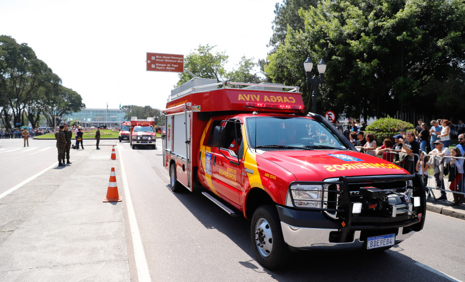 Aproximadamente 20 mil pessoas acompanharam neste sábado (7), em Curitiba, o desfile cívico-militar que comemora os 197 anos da Proclamação da Independência, segundo estimativas da Polícia Militar do Paraná. O governador Carlos Massa Ratinho Junior assistiu a solenidade de 7 de Setembro na Avenida Cândido de Abreu, acompanhado de sua família, do comandante da 5ª Divisão do Exército, general de divisão José Russo Assumpção Delgado, do vice-governador Darci Piana e de diversas autoridades.