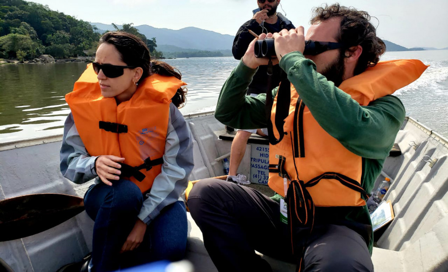 Dentro dos programas ambientais executados pela empresa Portos do Paraná nas baías de Paranaguá e Antonina, foi realizado quarta-feira (11) o monitoramento de avifauna, embarcado. Foto: Divulgação/Portos do Paraná