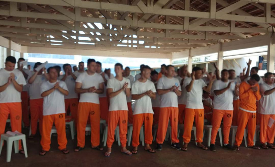 Presos participam de curso religioso em projeto de ressocialização.Foto: Divulgação/SESP