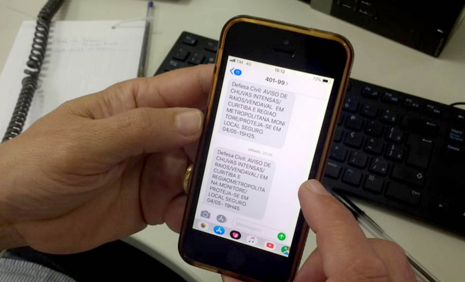 Defesa Civil alerta população sobre eventos climáticos com mensagens de celular. Foto: Arquivo/AEN