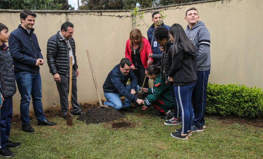 O governador Carlos Massa Ratinho Junior participa nesta segunda-feira (23) do plantio de árvores no Colégio Estadual Professora Maria Gai Grendel, no bairro Caximba, em Curitiba. O evento marcará o início do programa Paraná mais Verde, que vai incentivar o plantio de mudas de árvores nativas em todo o Estado.   23/09/2019 - Foto: Geraldo Bubniak/AEN