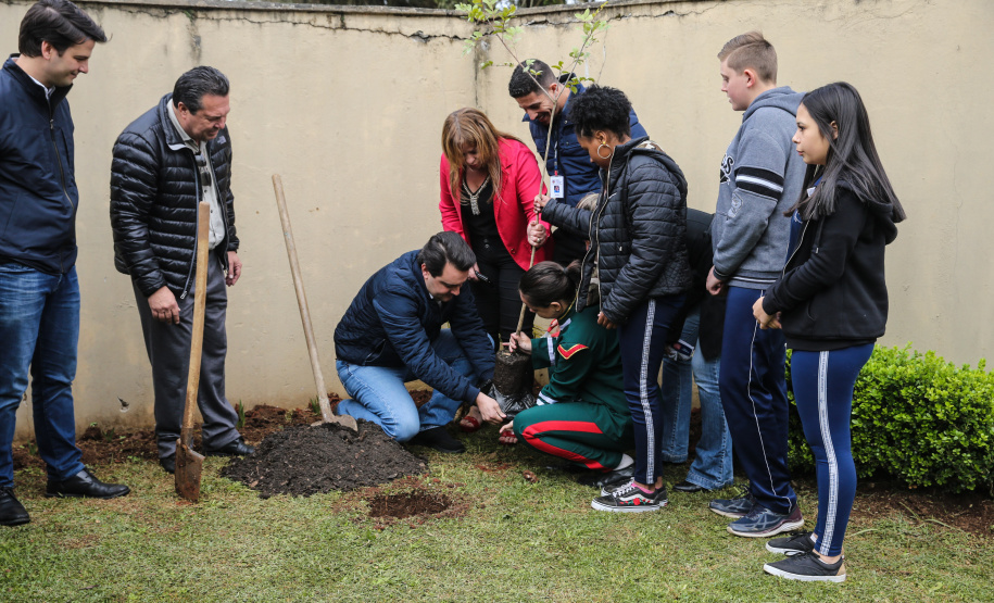 O governador Carlos Massa Ratinho Junior participa nesta segunda-feira (23) do plantio de árvores no Colégio Estadual Professora Maria Gai Grendel, no bairro Caximba, em Curitiba. O evento marcará o início do programa Paraná mais Verde, que vai incentivar o plantio de mudas de árvores nativas em todo o Estado.   23/09/2019 - Foto: Geraldo Bubniak/AEN