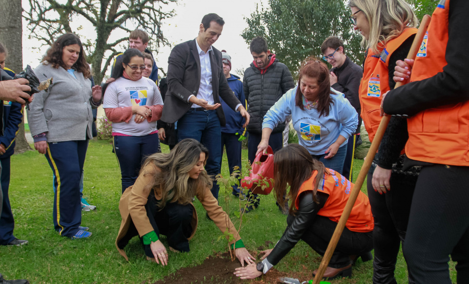 Na manhã desta segunda feira 23.09.2019, a primeira dama Luciana Saito Massa e os secretários, Renato Feder (Educação) e Márcio Nunes (Desenvolvimento Sustentável e Turismo),  participaram do plantio de árvore na Escola Estadual  Lucy Requião de Mello e Silva.Foto: Valdelino Pontes.