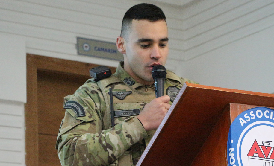 Curitiba, 23 de setembro de 2019. Aula inaugural Curso de Operações táticas Verticais. . Foto: discurso de abertura da aula inicial 1º Ten Zanato.