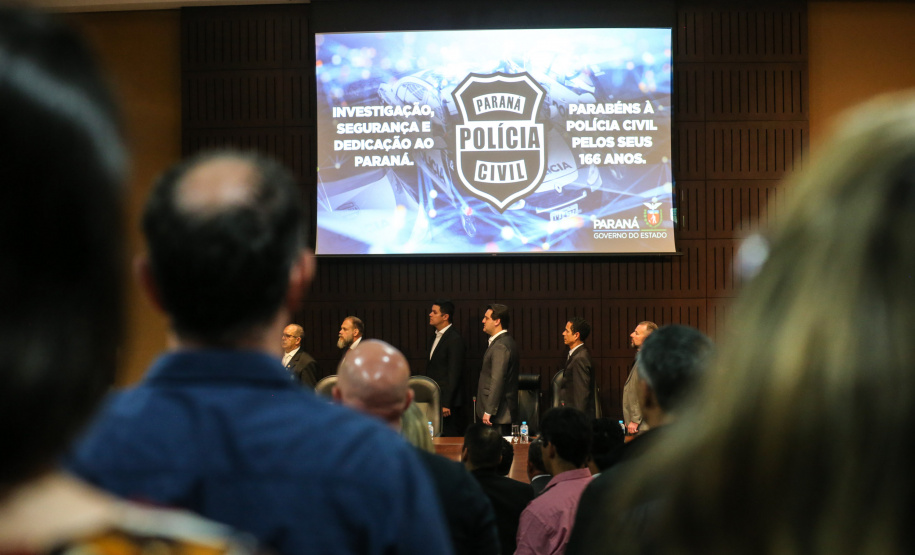 O governador Carlos Massa Ratinho Junior participa nesta segunda-feira (30), da comemoração do aniversário de 166 anos da Polícia Civil no Paraná na sede da OAB Paraná, em Curitiba .   30/09/2019 - Foto: Geraldo Bubniak/AEN
