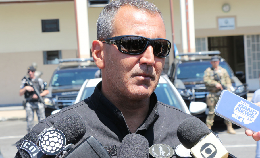 Curitiba, 01 de Outubro de 2019.  Coletiva de Imprensa - Roubo a Banco no Tatuquara Foto: entrevista Delegado rodrigo Brown.