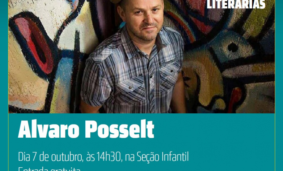 A Biblioteca Pública do Paraná promove nesta segunda-feira (7) mais um encontro do projeto Aventuras Literárias, com a participação do poeta Alvaro Posselt. Ele conversa com o público infantojuvenil sobre suas experiências como leitor e autor. O encontro acontece na Seção Infantil, às 14h30, com entrada gratuita. Curitiba03-10-2019 - Divulgação SECC