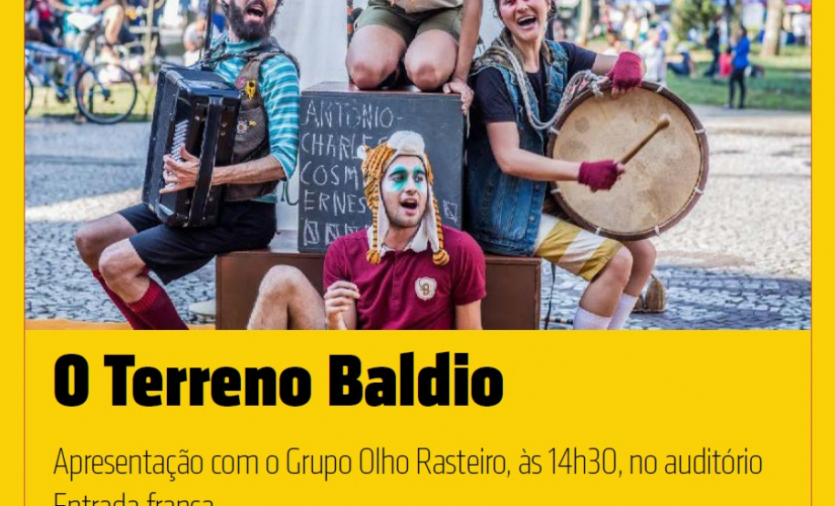 Grupo Olho Rasteiro apresenta O Terreno Baldio na Biblioteca. Foto: Divulgação/BPP