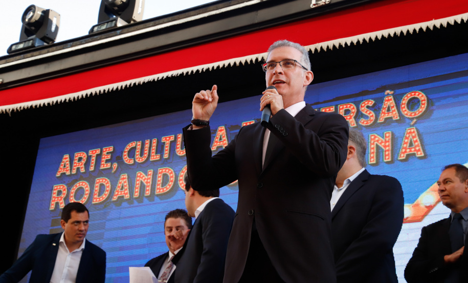 O governador Carlos Massa Ratinho Junior lança nesta quarta-feira (09) o projeto Cinema na Praça, que beneficiará cidades com até dez mil habitantes que não têm cinemas de rua ou em centros comerciais, no Palácio Iguaçu, em Curitiba.  09/10/2019