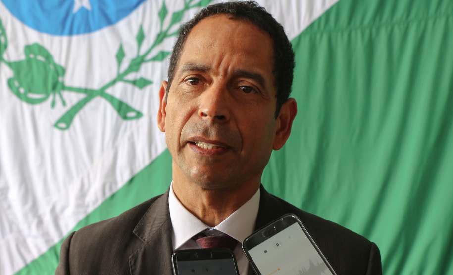 Curitiba, 17 de Outubro de 2019. Passagem de Comando BPMOA. Foto; entrevista Secretario de Segurança Publica do Estado do Parana Cel Marinho.