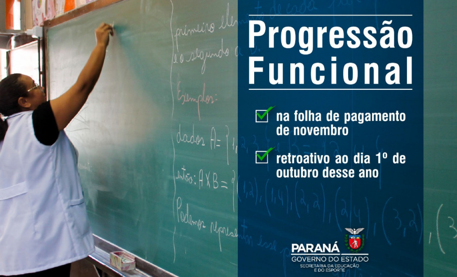 Progressões de professores serão pagas em novembro. Foto:SEED