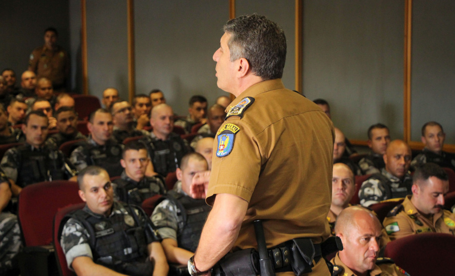 Curitiba, 05 de novembro de 2019. Aula Inaugural do Curso de Rondas Ostencivas de Natureza Especial.  Foto: Cel QOPM Pericles de Matos, Comandante-Geral da PMPR.