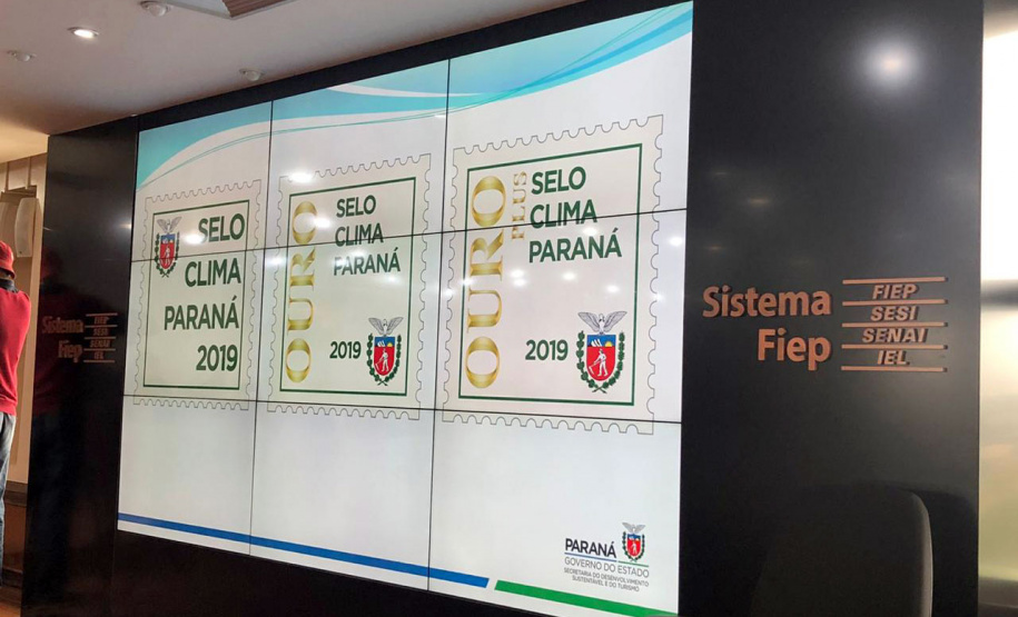 A Sanepar recebeu, na manhã desta quinta-feira (7), o Selo Clima Paraná Ouro 2019, em cerimônia da 5ª edição do prêmio, na Federação das Indústrias do Paraná, em Curitiba. Foto: Sanepar