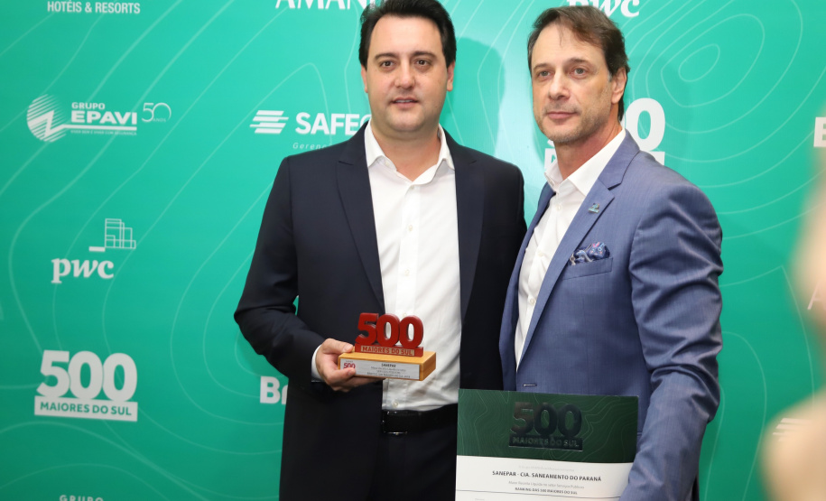 O governador Carlos Massa Ratinho Junior participa do evento de premiação das 500 maiores empresas do Sul. Foto: José Fernando Ogura/AEN