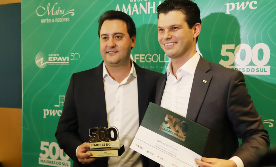 O governador Carlos Massa Ratinho Junior participa do evento de premiação das 500 maiores empresas do Sul. Foto: José Fernando Ogura/AEN