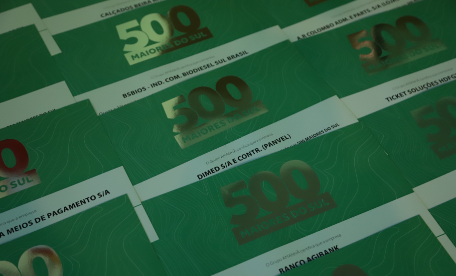 O governador Carlos Massa Ratinho Junior participa do evento de premiação das 500 maiores empresas do Sul. Foto: José Fernando Ogura/AEN