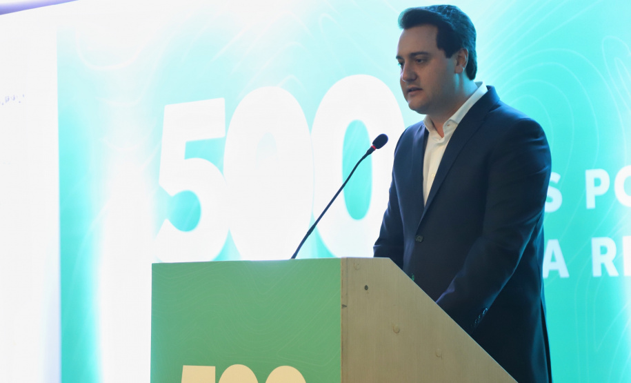 O governador Carlos Massa Ratinho Junior participa do evento de premiação das 500 maiores empresas do Sul. Foto: José Fernando Ogura/AEN