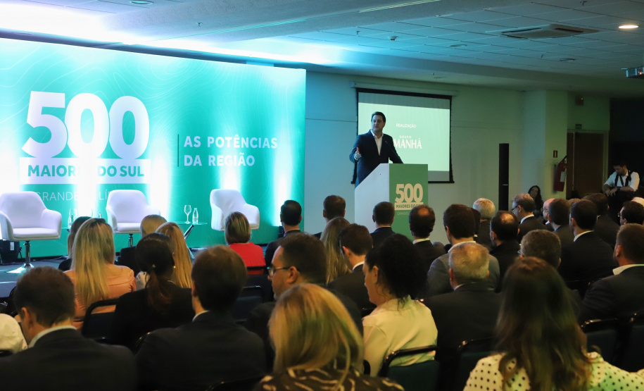 O governador Carlos Massa Ratinho Junior participa do evento de premiação das 500 maiores empresas do Sul. Foto: José Fernando Ogura/AEN
