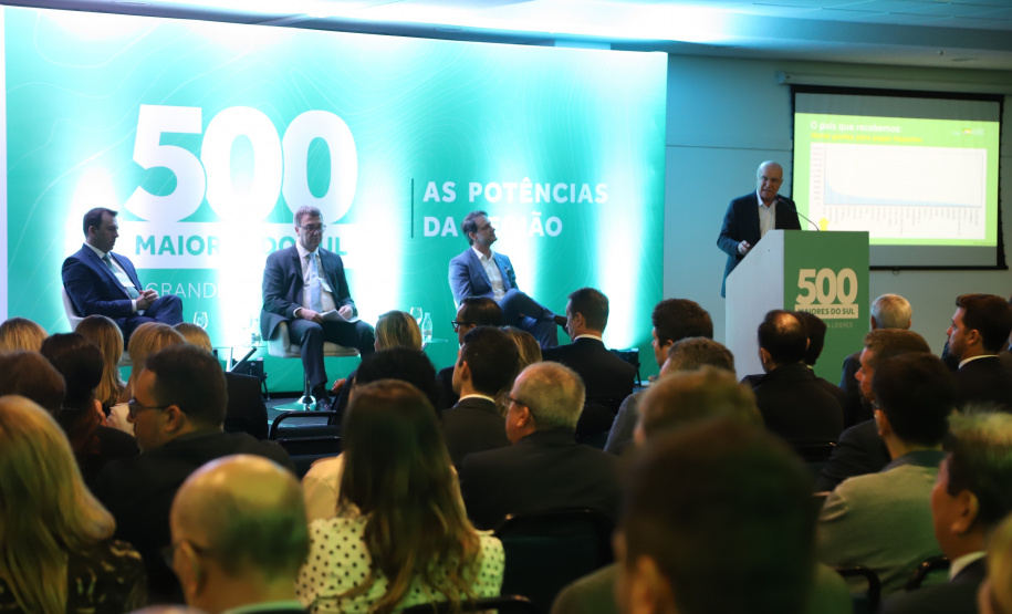 O governador Carlos Massa Ratinho Junior participa do evento de premiação das 500 maiores empresas do Sul. Foto: José Fernando Ogura/AEN